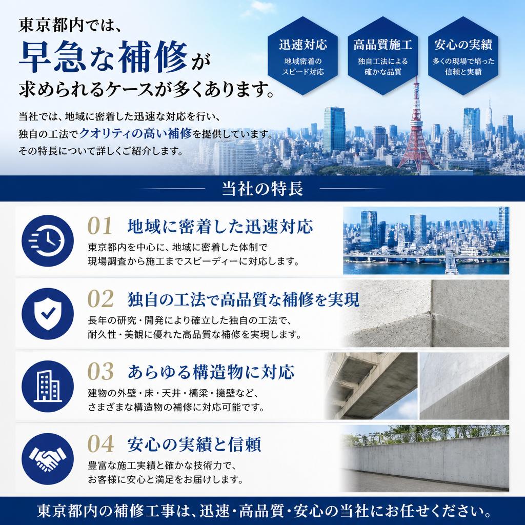 東京都内の補修工法の特色