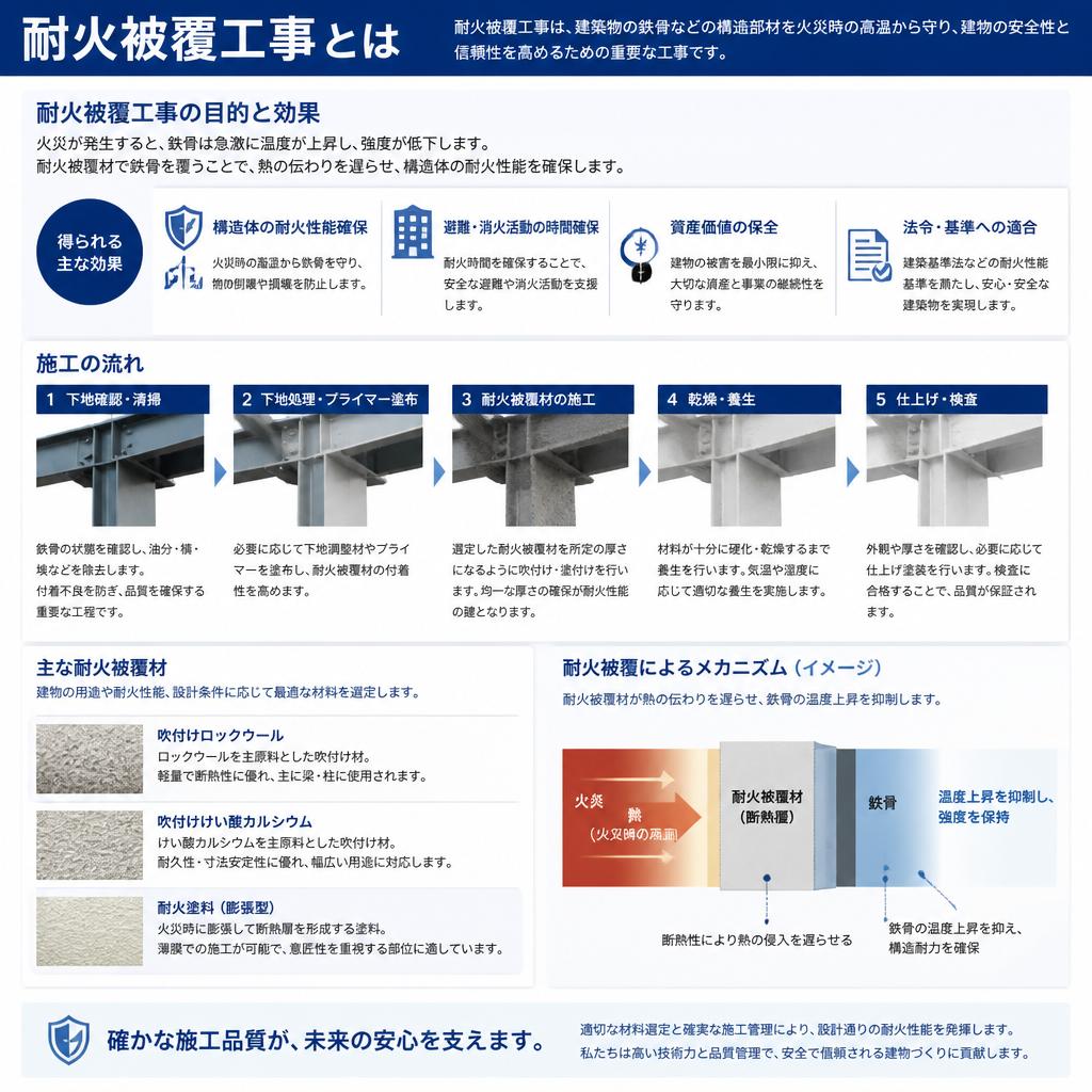 耐火被覆の施工方法と効果