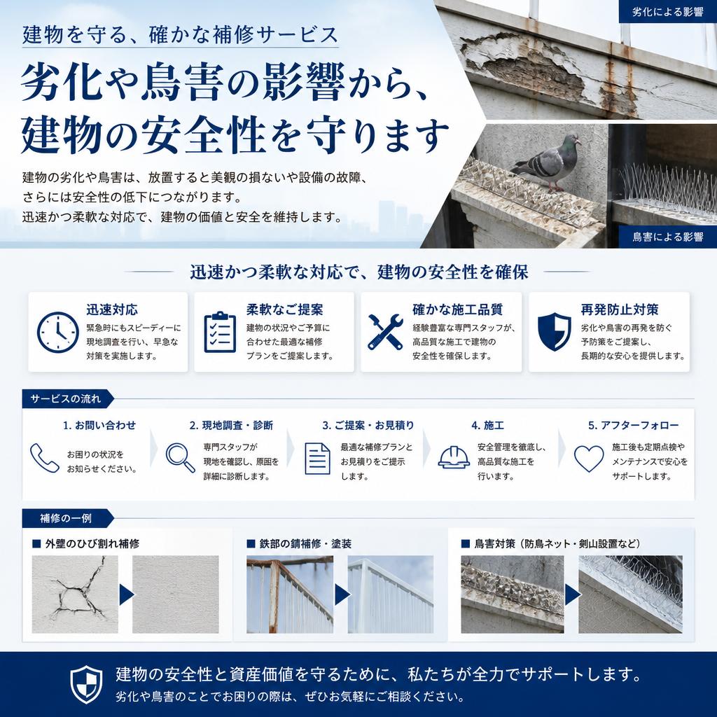 4. 劣化や鳥害への対応～長期的な補修サービス～