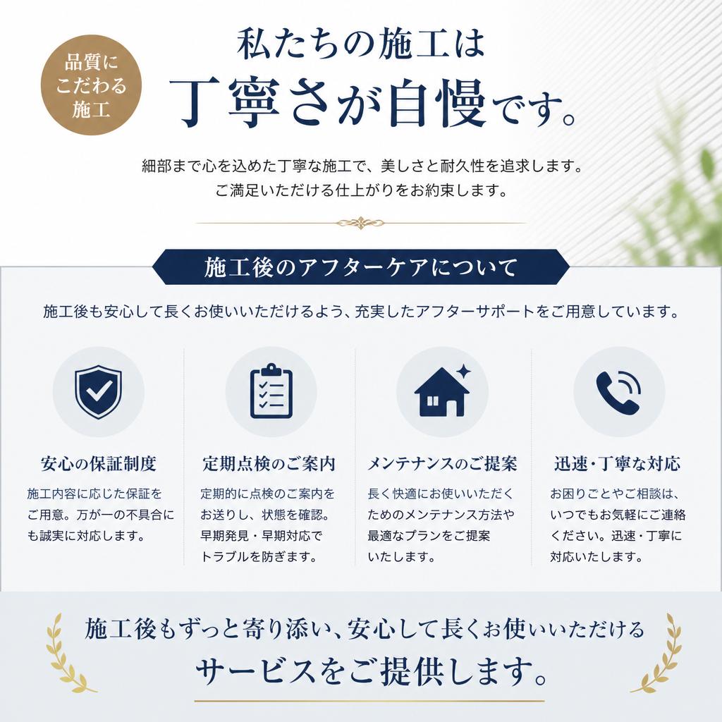 丁寧な施工とアフターケア